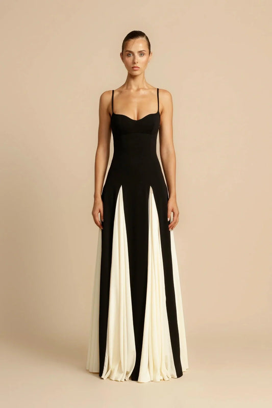 Luxe Black & Ivory Maxi Dress
