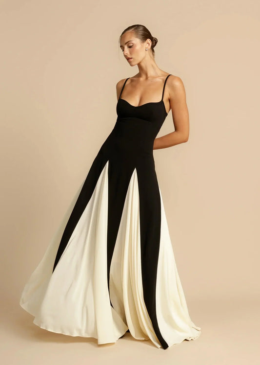 Luxe Black & Ivory Maxi Dress