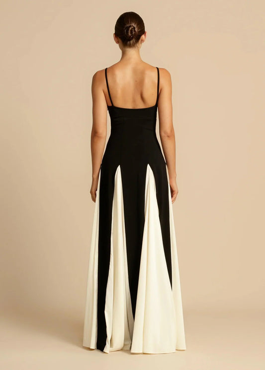 Luxe Black & Ivory Maxi Dress