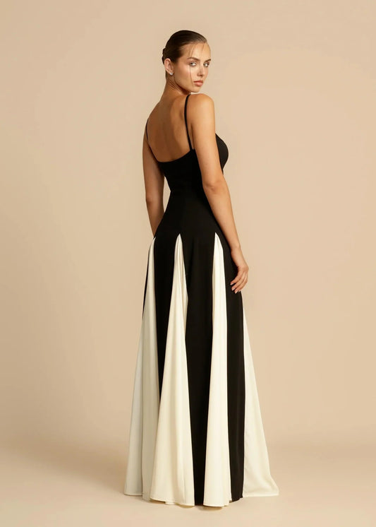 Luxe Black & Ivory Maxi Dress